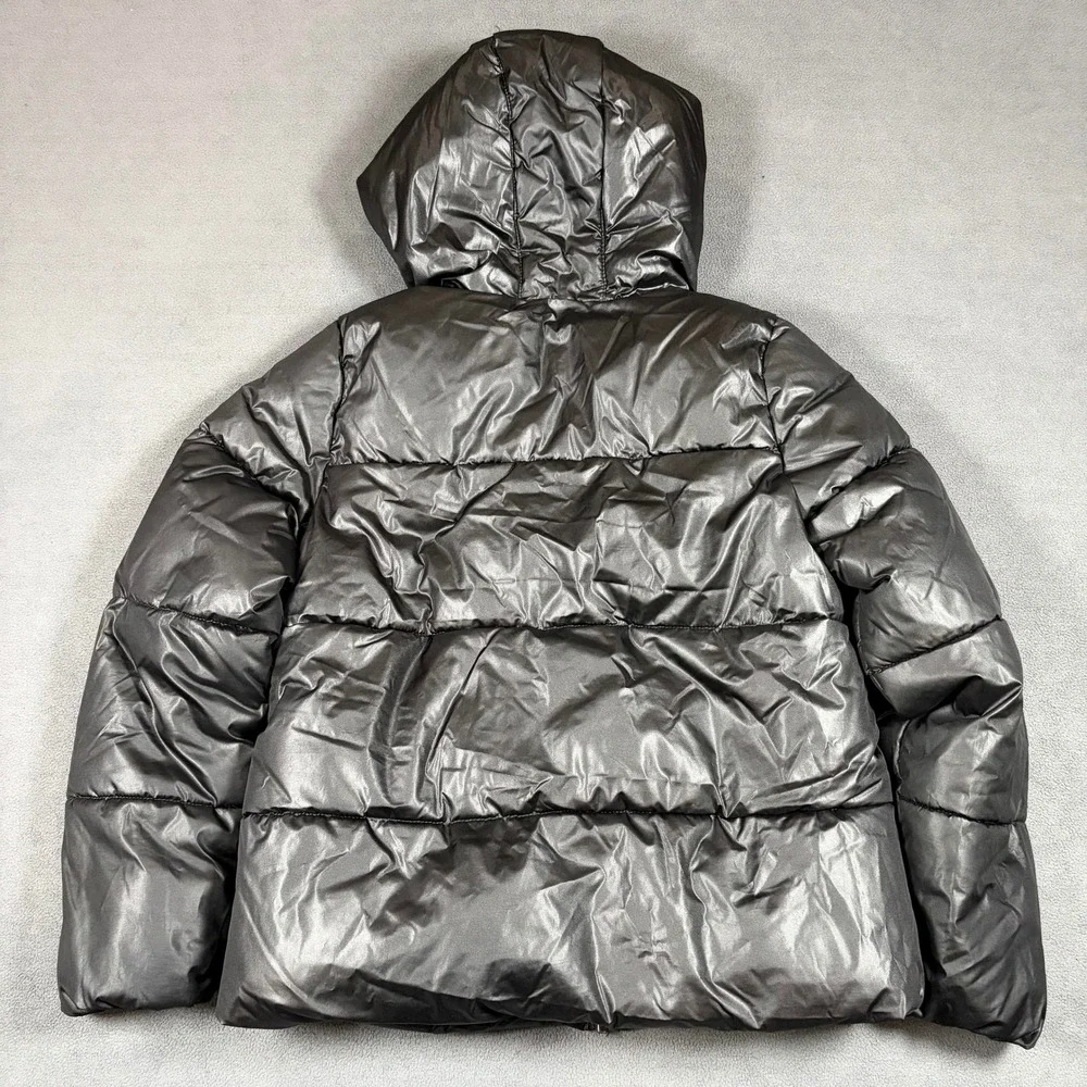 Ozark Trail Puffer Jacket Youth Size L (10-12) Black Hooded Full Zip